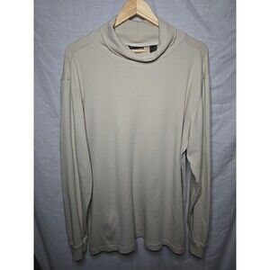 REI Turtleneck Long Sleeve Shirt Men's Large Beige Pima Cotton Made In Canada